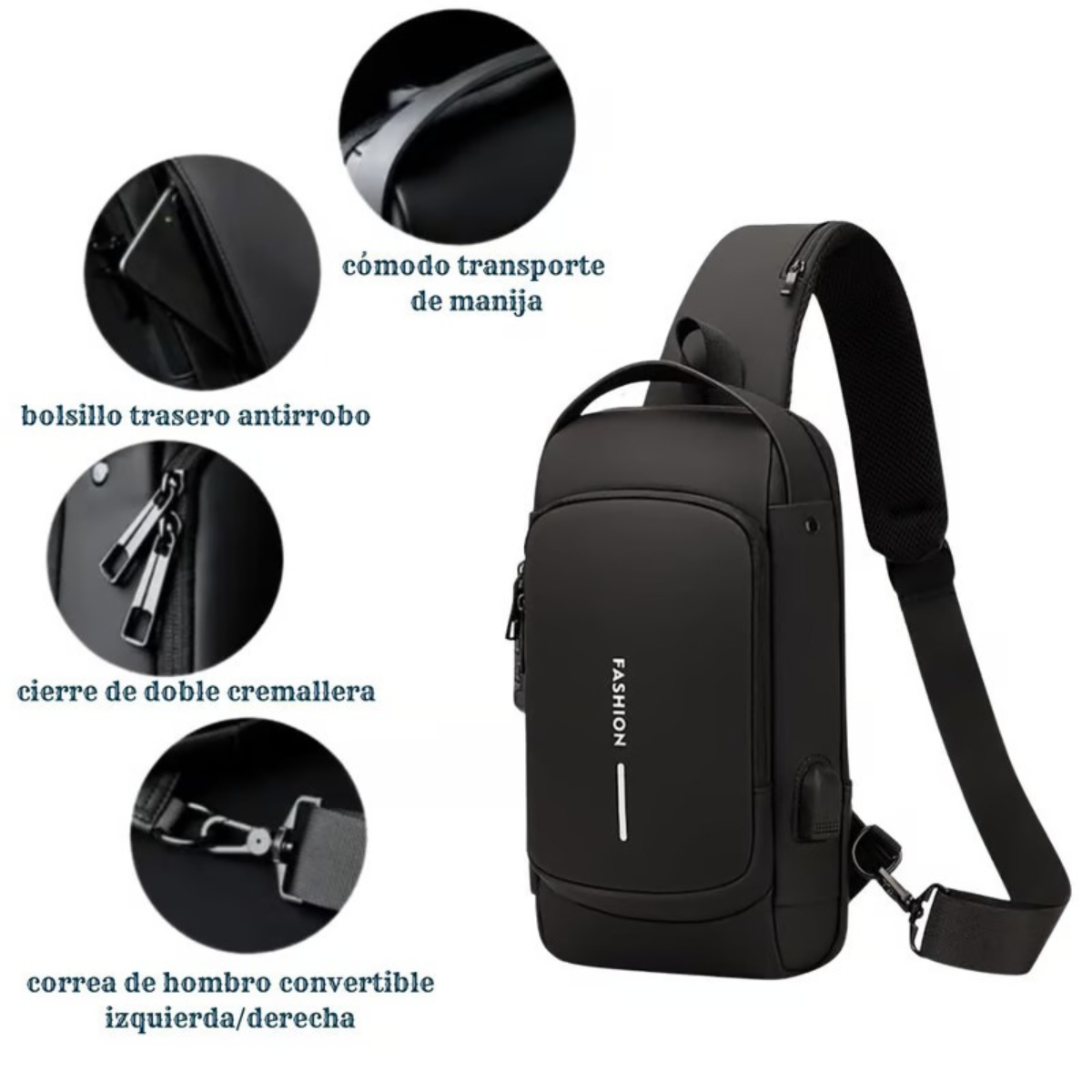 bolso antirrobo con puerto USB portátil para celular comprar en onlineshoppingcenterg Colombia centro de compras en linea osc 5